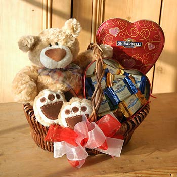 teddy bear in basket