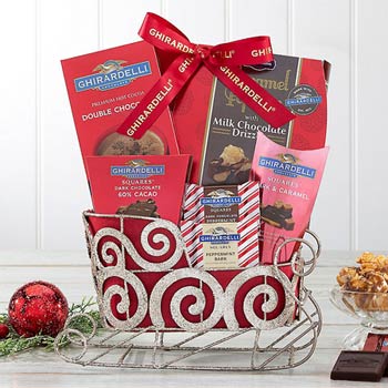 Christmas Gift Baskets - Ghirardelli Chocolate Sleigh