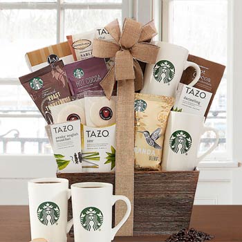 Starbucks Gift Baskets with Travel Mug, Assorted Cocoa and Coffee
