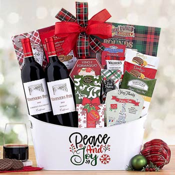 Festive Wine Gift Basket