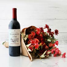 Wine & Faux Flowers Bouquet