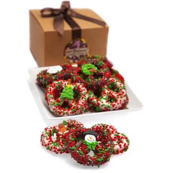 Christmas Chocolate Covered Pretzels Gift Box