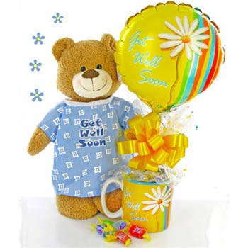 get well soon balloon and teddy