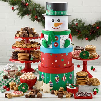 Christmas Gift Baskets Mrs Fields Happy Holiday Snowman Tower